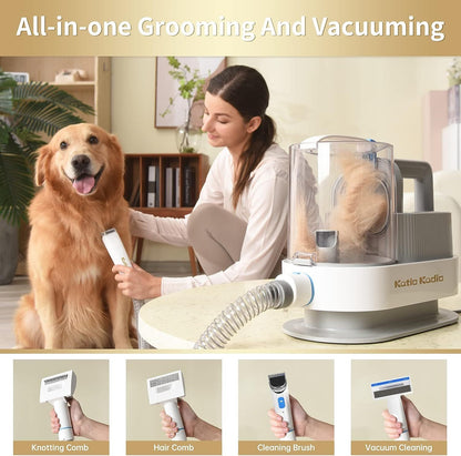 The Ultimate At-Home Pet(Dog/Cat) Deshedding Vacuum &amp; Grooming Kit | Quiet, 5-in-1 Hair Remover with Large Storage Tank